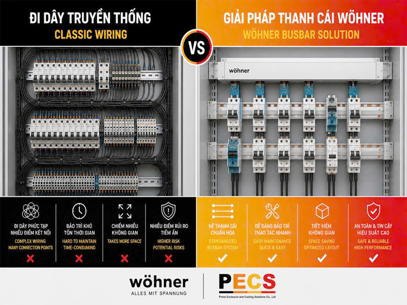 Từ đi dây truyền thống đến giải pháp thanh cái Wöhner – Tối ưu không gian, nâng cao độ tin cậy